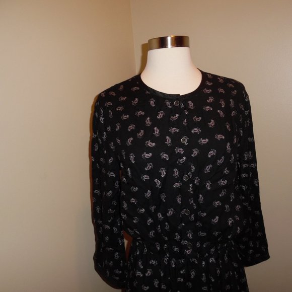 Sisley France Floral Fit &Flare Maxi Dress in Paisley Black Cocktail Longsleeve - Picture 6 of 11